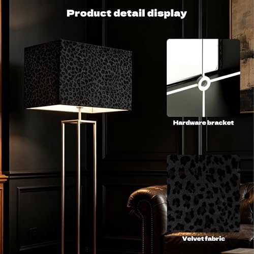 GO&SO Large Rectangle Lamp Shades Set of 2,16"Lx8"W x10"H Black Leopard