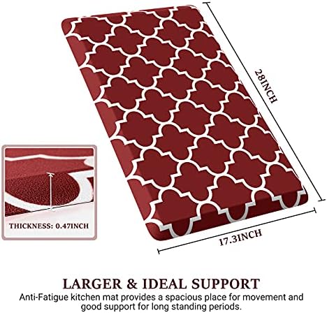 WISELIFE Kitchen Mats and Rugs Cushioned Anti-Fatigue, 17.3"x 28", Red