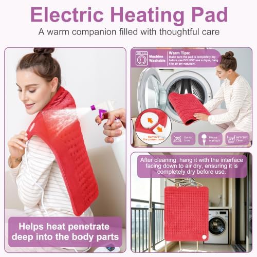 Heating Pad,Electric Heating Pads,Heating Pad for Back,Red,24x20 Inch