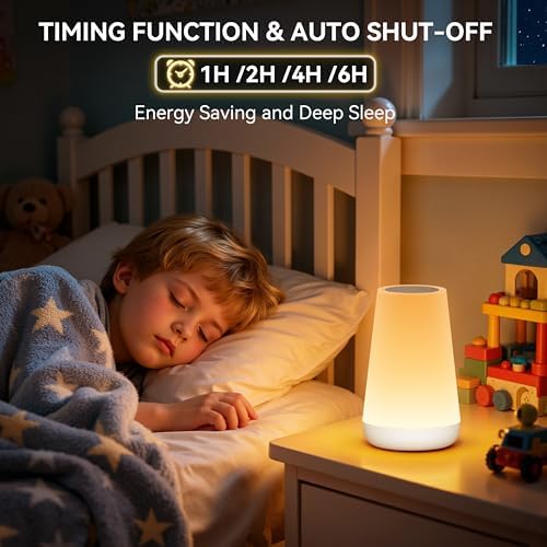 Auxmir Rechargeable Night Light, Touch Table Lamp with Remote, White