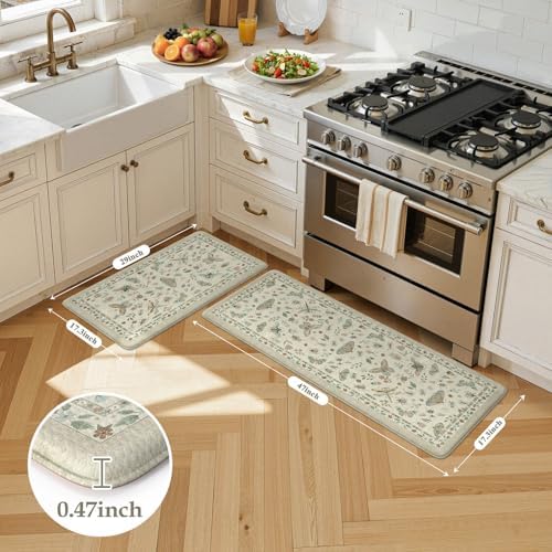 LEEVAN Anti Fatigue Kitchen Mats for Floor, Cushioned Kitchen Mat Set 2PCS