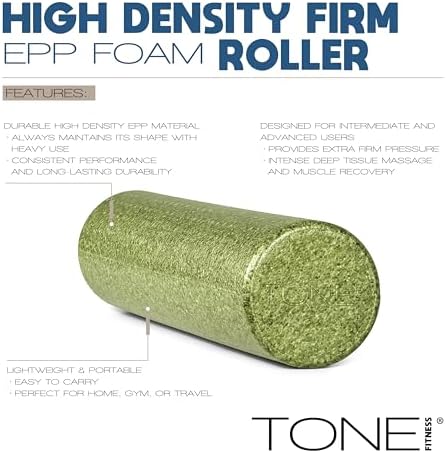 TONE Fitness Firm High-Density Foam Roller for Exercise, Massage & Recovery