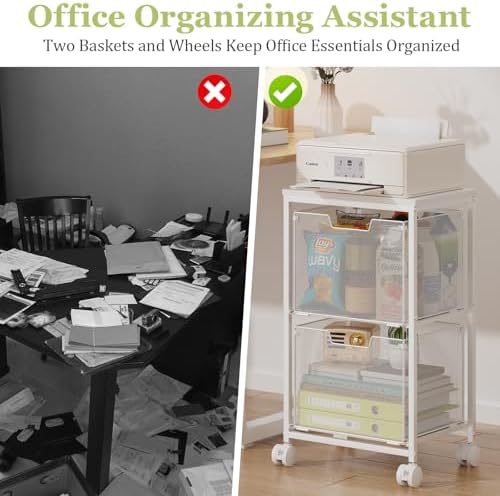Rolling File Cart with 2 Storage Drawers,Under Desk Storage Cart
