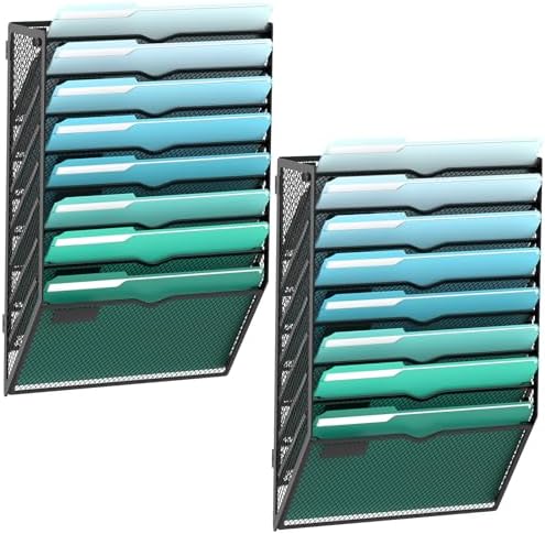 SUPEASY 8-Tier Wall File Organizer, Wall Mounted Mail Sorter, 2 Pack