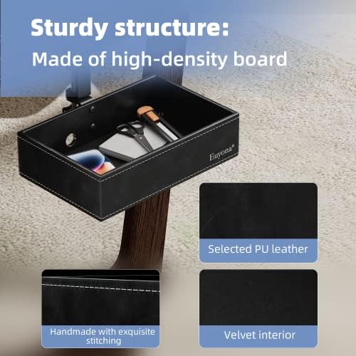Under Desk Drawer, Clamp on Desk Organizer Hanging Desk Storage PU Leather