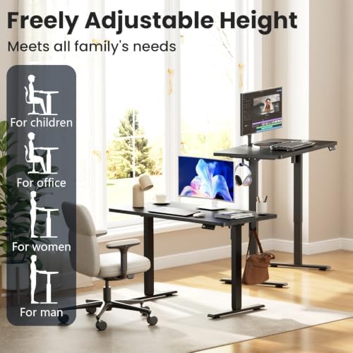 Electric Standing Desk, 47.2" Adjustable Desk with 3 Memory Height
