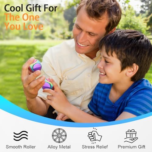Dilabnba Fidget Spinners Stress Ball Kinetic Desk Toy for Kids Adults, Metal Handheld Gadget Finger Hand Spin Fingertip Gyro Goody Bag Fillers Gift, Rainbow