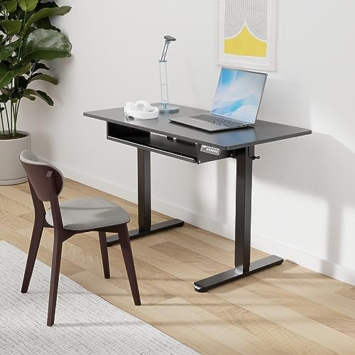 ErGear Electric Standing Desk with Full Size Keyboard Tray, Adjustable Height Sit Stand Up Desk, Home Office Desk Computer Workstation, 48x24 Inches, Black