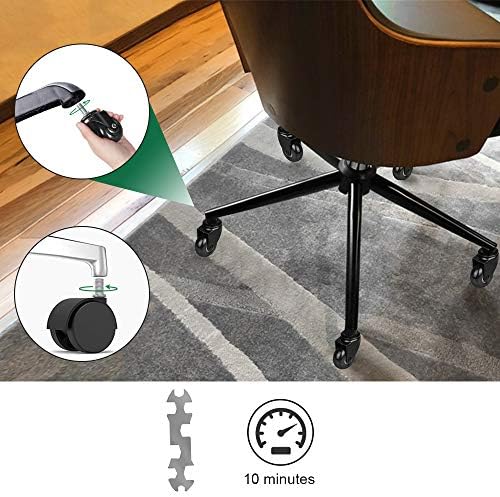 8T8 2" Office Chair Caster Wheels Replacement for Carpet, Heavy Duty Rubber Chair Wheels with Threaded Stem 3/8''-16x1, Quiet and Smooth Rolling for Hardwood Floors - Set of 5