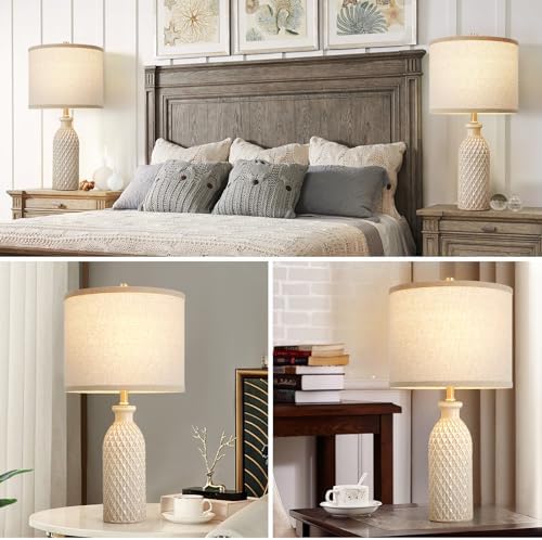 Luvkczc Modern Ceramic Table Lamp Set of 2, Adjustable Color Temperature
