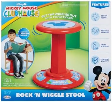 JAKKS Pacific Kid's Mickey Mouse Wiggle Stool Wobble Stools for Seating - Active Learning Stool for Kids, Sitting Balance Chair, Kids Stand Up Stool, Seating Wobble Chair