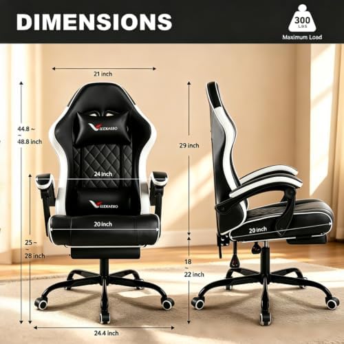 Ergonomic Gaming Chair with Footrest Lumbar Support, Home Office Game Desk