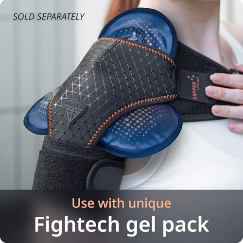 FIGHTECH Rotator Cuff Shoulder Brace for Women and Men - 2 Sizes - Shoulder Support - Pain Relief - Copper Black - Small (Chest 29-35" Bicep 9-12")