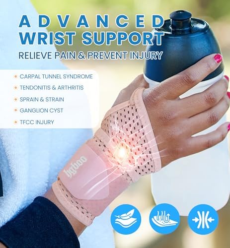 2-Pack Ultra-Thin Wrist Braces, Breathable Comfort Mesh Fabric Support for Pain Relief - Ideal for Carpal Tunnel, Tendonitis, Sports, Fitness and Daily Use - Adjustable Wrist Support (Pink)