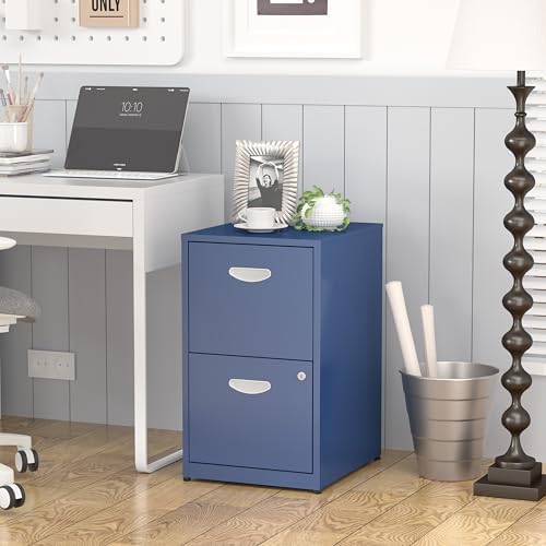 SteeLoong 2 Drawer File Cabinet,Metal Office File Cabinet with Lock,Blue