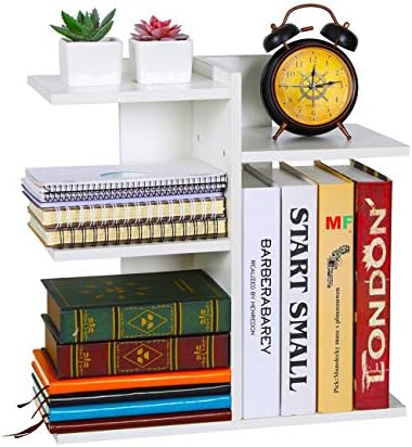 PAG-Mass Desktop Bookshelf Freestanding Wooden Countertop Bookcase Accessories Organizer Display Rack Dorm Desk Storage Shelf