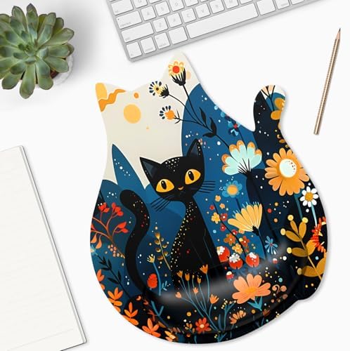 Ergonomic Mouse Pad with Wrist Rest, Cute Cat Memory Foam Padded Pain Relief Non-Slip Wrist Support Mouse Mat for Gaming Work Computer Laptop, Funny Office Supplies Desk Accessory, Cute Cat