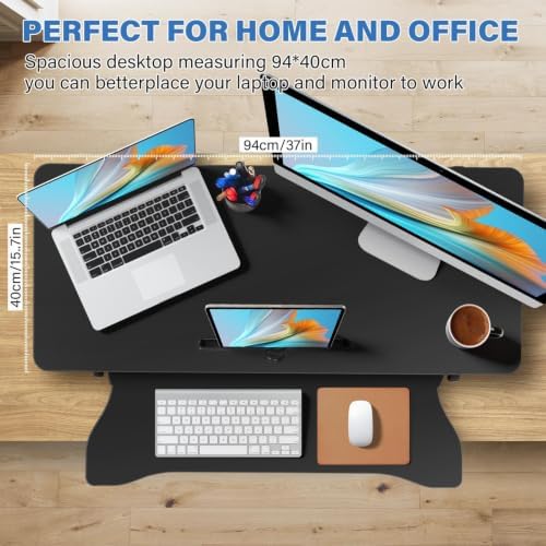 37" Height Adjustable Standing Desk Converter, Stand up Desk Riser
