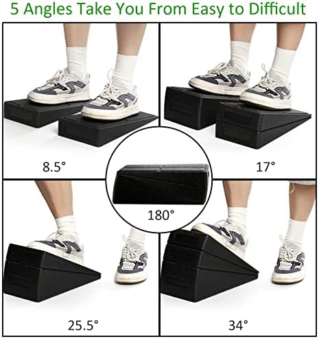 Yesland 3 Pcs Slant Board for Calf Stretching, 5 Adjustable Angles Foot Stretcher Incline Board, Non-Slip Foam Squat Wedge for Physical Therapy, Home Exercise