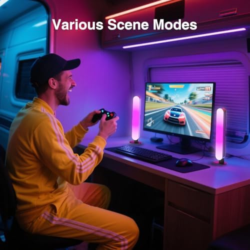 LED Light Bar, Music Sync RGB Light Bar, USB Ambient Lamp, Color Changing Gaming TV Backlight with Remote Control, 15 Dynamic Modes for Room (App Control) (Small)