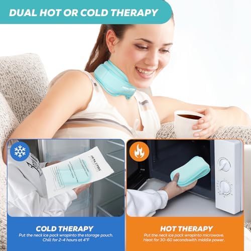 Neck Ice Pack Wrap, Reusable Cold/Hot Gel for Neck Pain, Icebluex2