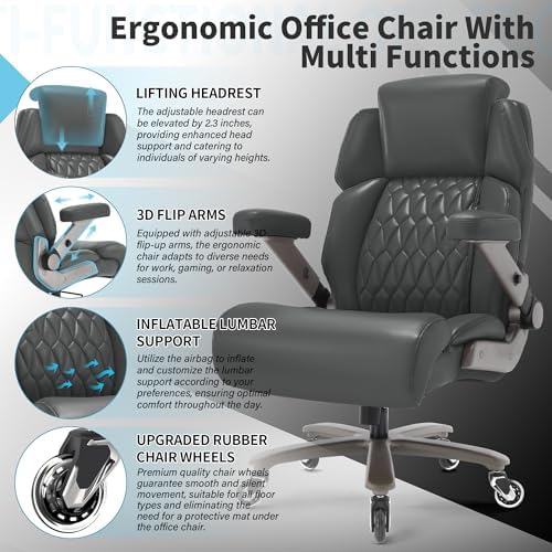 Big and Tall Office Chair 700lbs, Ergonomic High Back Computer Desk Chair