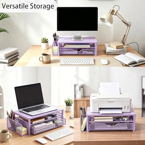 Spacrea Desk Organizers and Accessories, Printer Stand with Storage, Purple