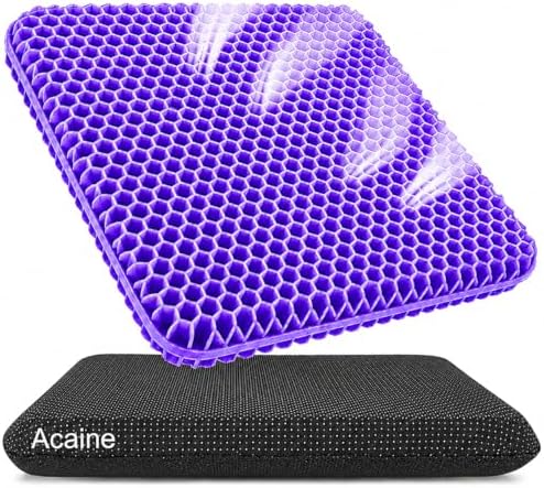 Extra Thick Large Pure Gel Seat Cushion for Long Sitting, Breathable Comfort Cushion for Back, Sciatica, Tailbone & Hip Pain Relief, Washable Portable Cushion for Office Chair, Car, Wheelchair