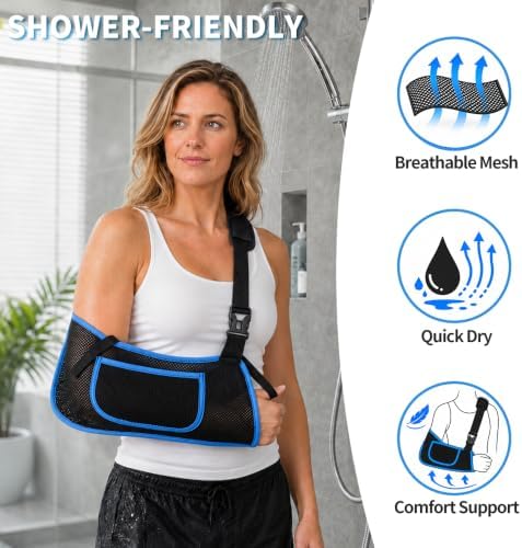 Mesh Shower Arm Sling Shoulder Immobilizer for Shoulder Surgery Recovery