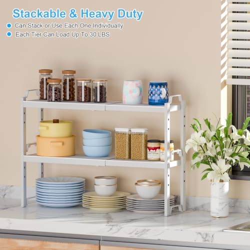 Narrow Expandable Cabinet Shelf Organizer, Kitchen Countertop Storage