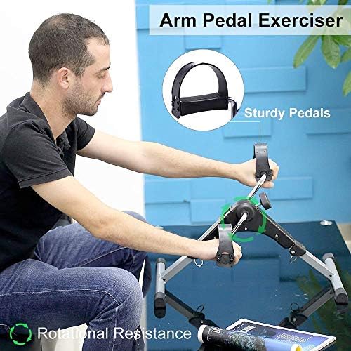 Foldable Under Desk Exercise Bike Portable Arm and Leg Pedal Exerciser