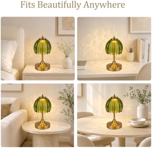 Upgrade Mini Tulip Cordless Table Lamp, Home Décor-Green