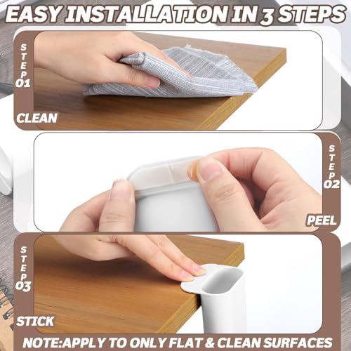 Resurhang 6 Pcs Monitor Pen Pencil Holders DIY Screen Pen Holder Computer Monitor Pencil Holder Desktop Accessories PP Self Adhesive Desk Organizer for Office Classroom Gadget Storage(White)