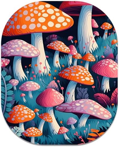 Small Mouse Pad, 6 x 7 Inch, Oval Mini Mouse Pad with Non-Slip Rubber Base for Laptop Wireless Mouse Keyboard Tray Mousepad, Pretty Mushroom