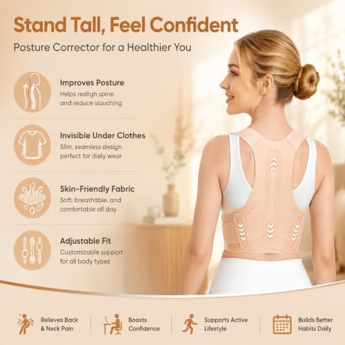 Posture Corrector for Women – Invisible Lightweight Back Support Brace, S