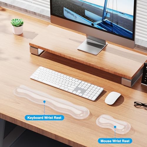 MOKURU Gel Keyboard and Mouse Wrist Rest Set, Comfort Ergonomic Wrist Support, for Wrist Pain Relief, Computer Keyboard Wrist Rest (Transparent)