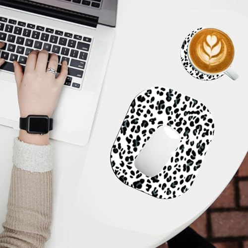 Small Mouse Pad，Mini Mouse Pad 6 x 7 Inch，for Laptop Keyboard Tray Wireless Mouse Home Office Travel，with Non-Slip Rubber Base, Waterproof Mouse Mat，Leopard Print