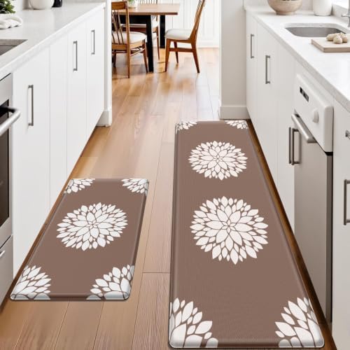 2PCS Kitchen Mats for Floor, Anti Fatigue Non-slip Larger Khaki Rug
