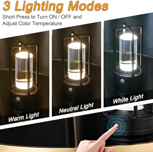 Cordless Table Lamp Rechargeable, Battery Operated Crystal Lamp