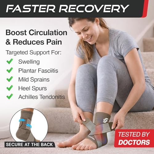 Sleeve Stars Ankle Brace Men & Women Support (Pair/M:10"-12"/Mocha Brown)
