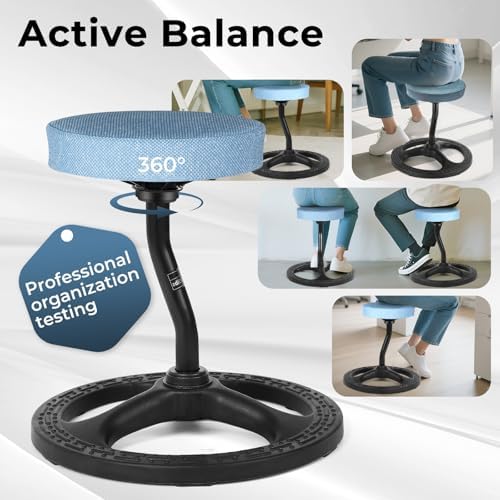 ADHD Chair for Kids, Yoga Chairs for Adults, Wobble Stool Active Flexible Seating Desk Chair with Non-Slip Base and Washable Seat Cover for Stability, Balance, Yoga, Office, School, Classroom