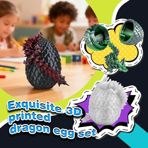 12PCS 3D Printed Dark Dragon Eggs, Articulated Fidget Toys Set
