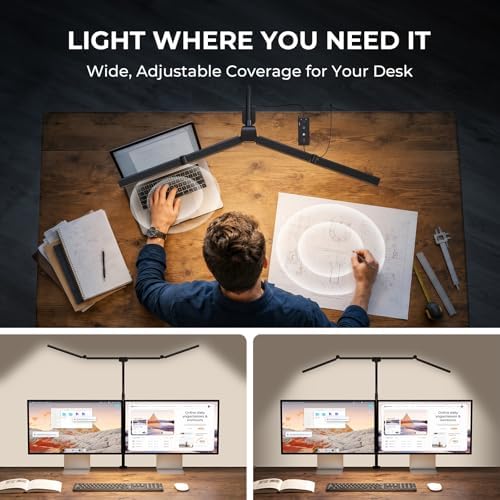 LED Desk Lamps for Home Office, Adjustable Swing Arm Desk Lamp with Clamp