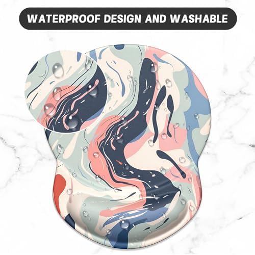 ITNRSIIET Ergonomic Mouse Pad with Gel Wrist Support Small Wrist Rest Smooth Surface Non-Slip PU Base Comfortable Office Supplies Pain Relief, 8.7 x 7.2 inches, Art Style Pattern