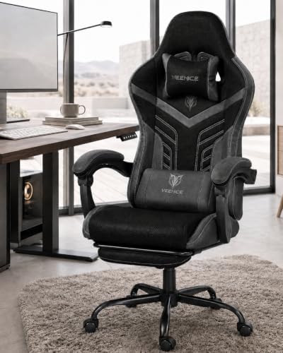 Ergonomic Gaming Chair with Footrest for Adults, Leather Mesh