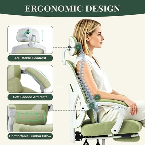 Ergonomic Office Chair with Footrest, Computer Gaming Chair