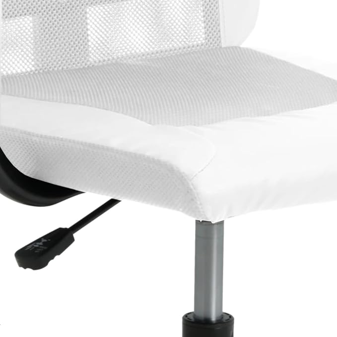 White Office Chair with Height Adjustment and 360-Degree Swivel, Breathable Mesh Back and Faux Leather Seat Cushion for Comfort, Ergonomic Support for Home Office or Living