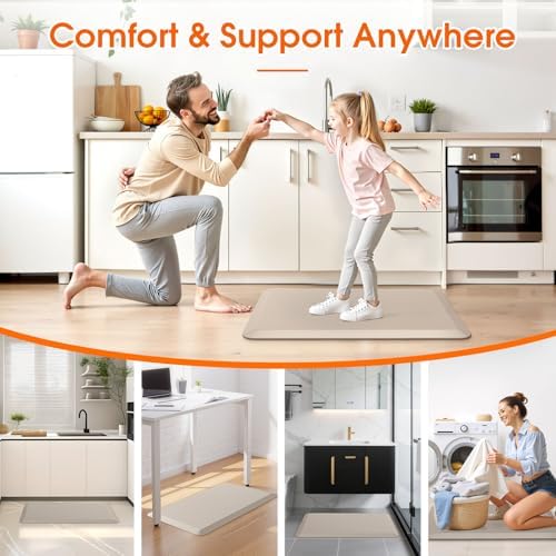 Kitchen Mat for Floor, Anti-Fatigue Mat Kitchen Rug, 17.3"x28"x0.5'', Khaki