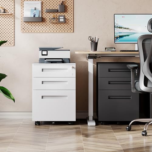 DEVAISE 3 Drawer File Cabinet with Lock, Fully Assembled Except Casters