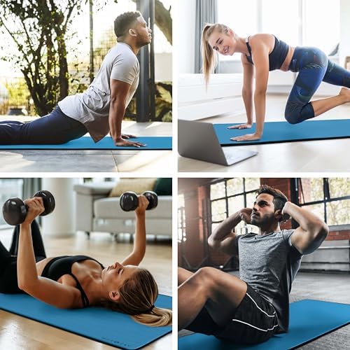 MICRODRY Multi-Purpose Fitness Mat, Cushioned & Non-Slip Foam for Yoga, Pilates, HIIT, Skid-Resistant and Tear-Resistant, 24"x72" with Carry Strap